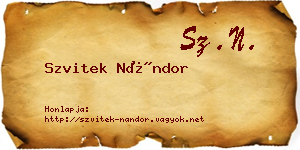 Szvitek Nándor névjegykártya